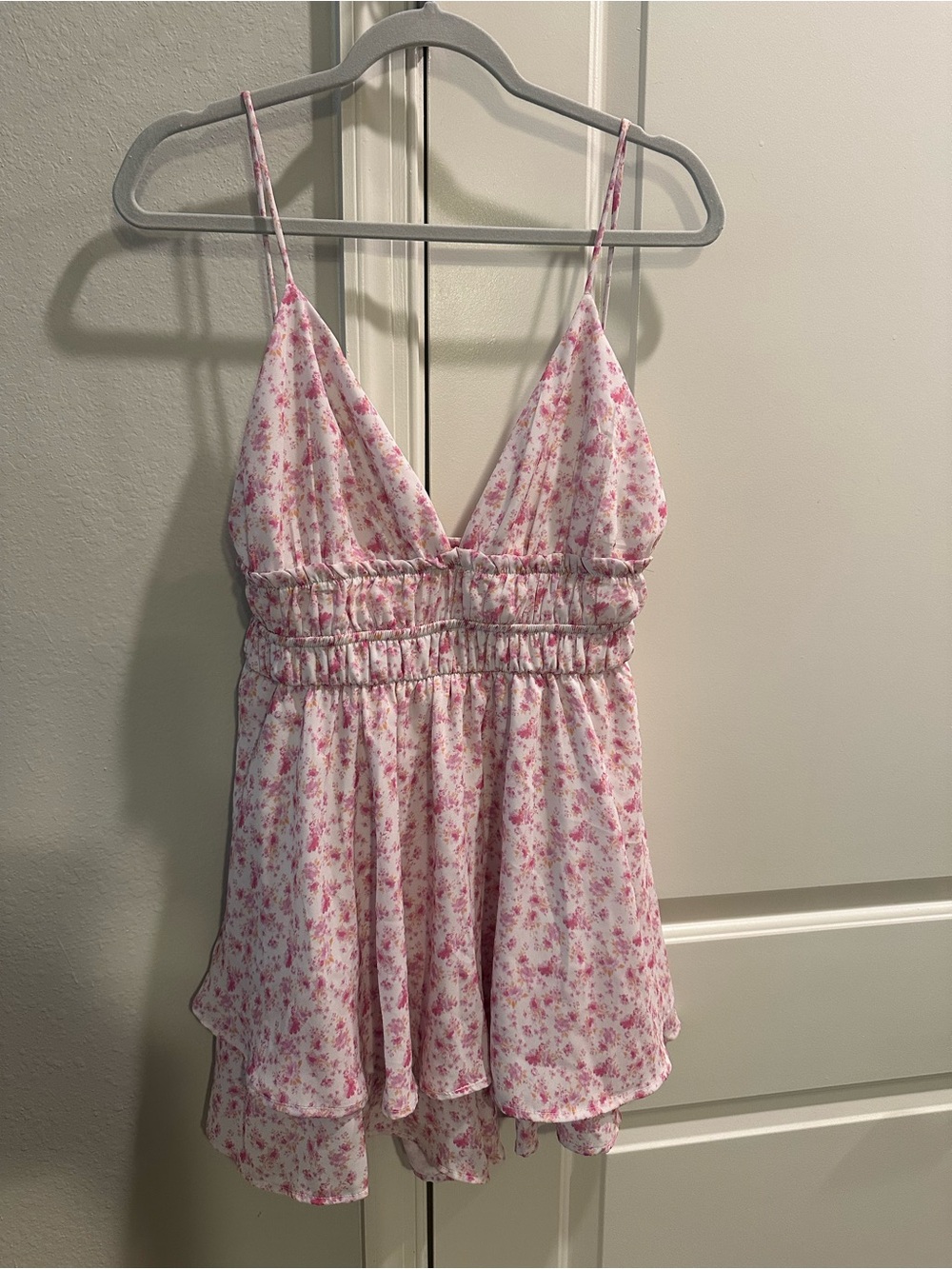 Altar'd State Pink Floral Spaghetti Strap Romper